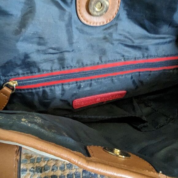 Tommy Hilfiger Quilted Nylon Tote Bag Olive With Faux Leather Trim Shoulder Bag - Picture 10 of 11